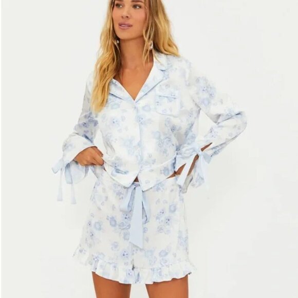 NWT Limited Edition Beach Riot Aurora & Luna Pj Set Baby Blue Floral - Picture 3 of 7